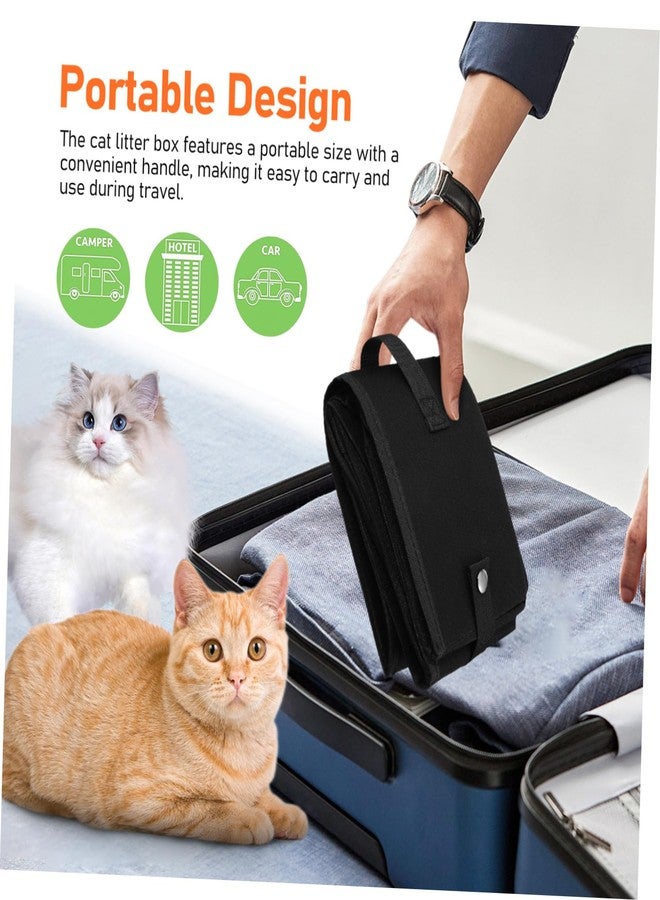 Yardwe Foldable Portable Cat Litter Box with Handle Large Capacity Lightweight Travel Friendly Design Comfortable Spacious Interior for Cats for Trips and Outdoor Use - Image 3