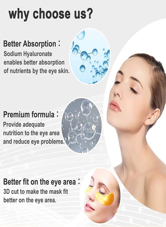 JICOOT Under Eye Patches (10 Pairs-Eye Masks) Under Eye Mask Amino Acid & Collagen, Under Eye Mask for Face Care, Eye Mask for Dark Circles and Puffiness, Under Eye Masks for Personal Care (GOLD) - Image 3