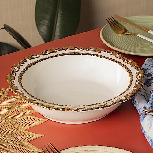 MARKET 99 Serving Dish Ceramic | Sweets Serving Dish | Cookies Serving Dish | Dry Fruits Serving Dish | Serving Platter | White- 1 Pcs-21 x 21 x 4.8 Cm - Image 2