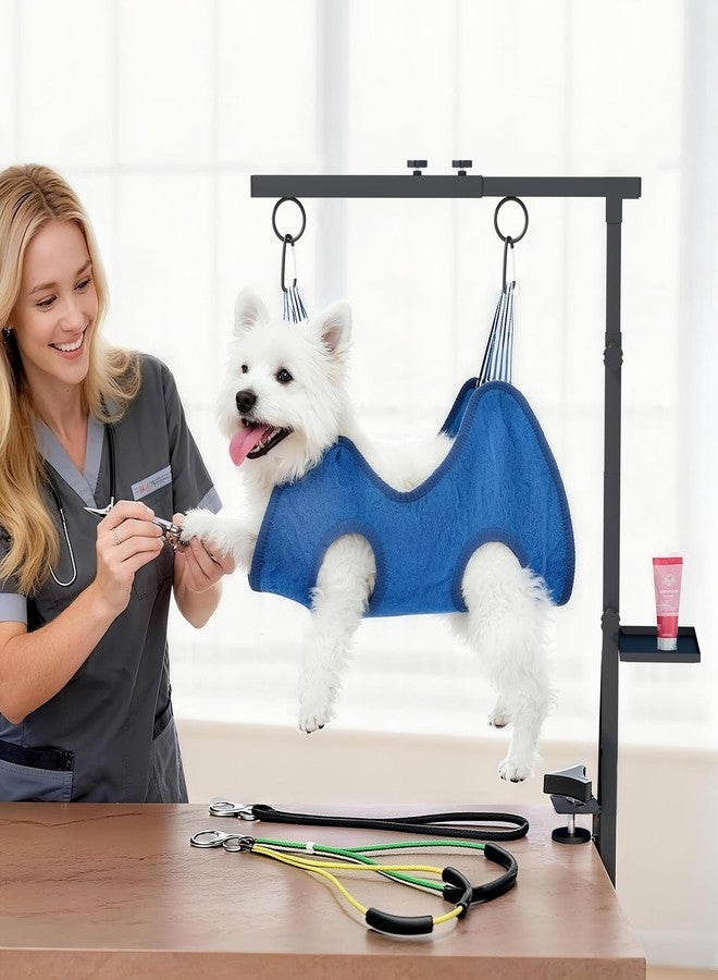 Lazaluking Dog Grooming Table Arm with Clamp (33"-43") | Extendable, Foldable Stand & Restraint with Grooming Hammock, No-Sit Rope, Tray & Bag | for Small/Medium Dogs at Home & Salon - Image 1