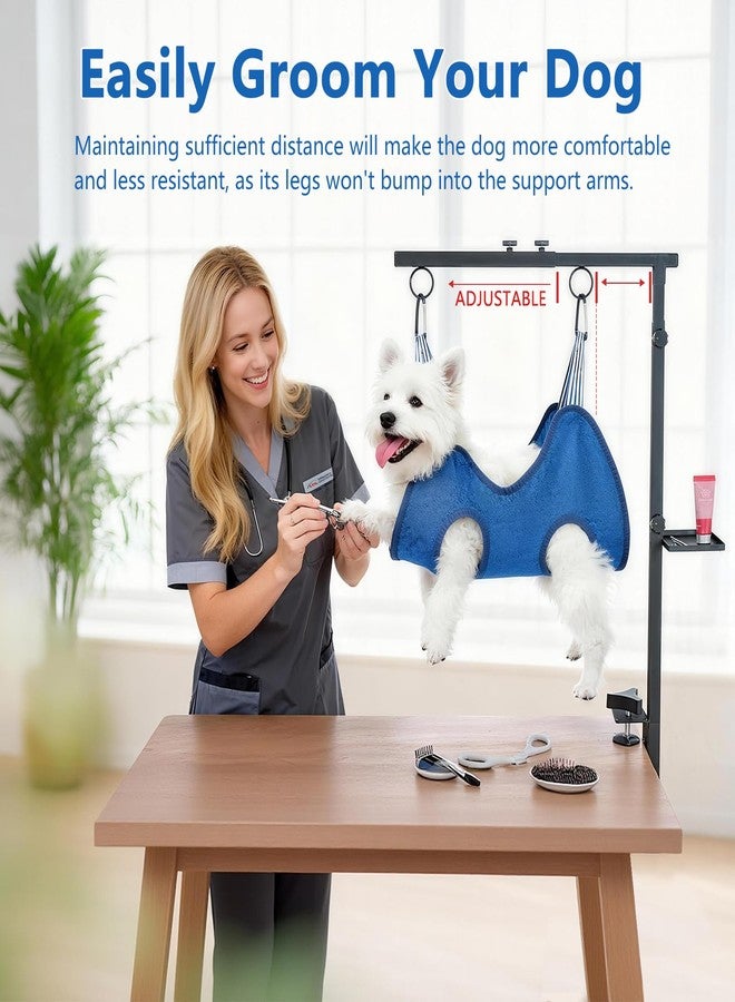 Lazaluking Dog Grooming Table Arm with Clamp (33"-43") | Extendable, Foldable Stand & Restraint with Grooming Hammock, No-Sit Rope, Tray & Bag | for Small/Medium Dogs at Home & Salon - Image 3