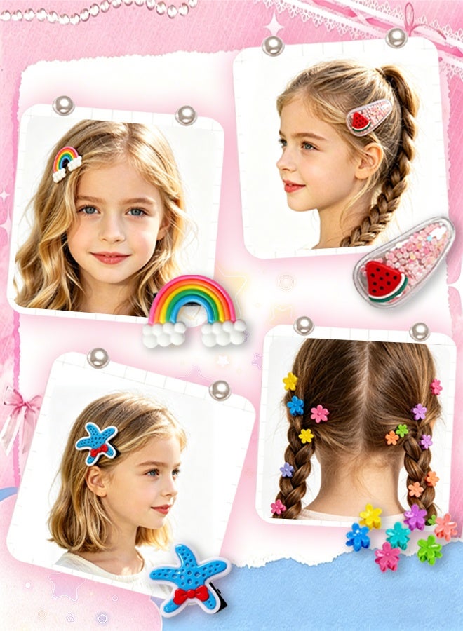 SOOO GOOD 156Pcs Girls Hair Accessories Gift Set, Summer Cute Hair Clips, Elastic Hair Bands and Bows with Leather Organizer Box, Suitable for Daily Hair Styling, Ideal Gifts for Girls Aged 3-16 - Image 2