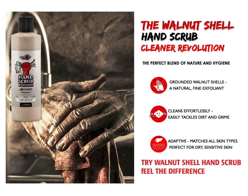 DU-MOST Hand Scrub & Cleaner with Walnut Shell, Removes Grim/Grease/Carbon/Tar/Diesel/Adhesive/Paint/Ink/Dye, No Petroleum Solvents, No Pumice, No Phosphate, Citrus Scent, 16 oz - Image 2