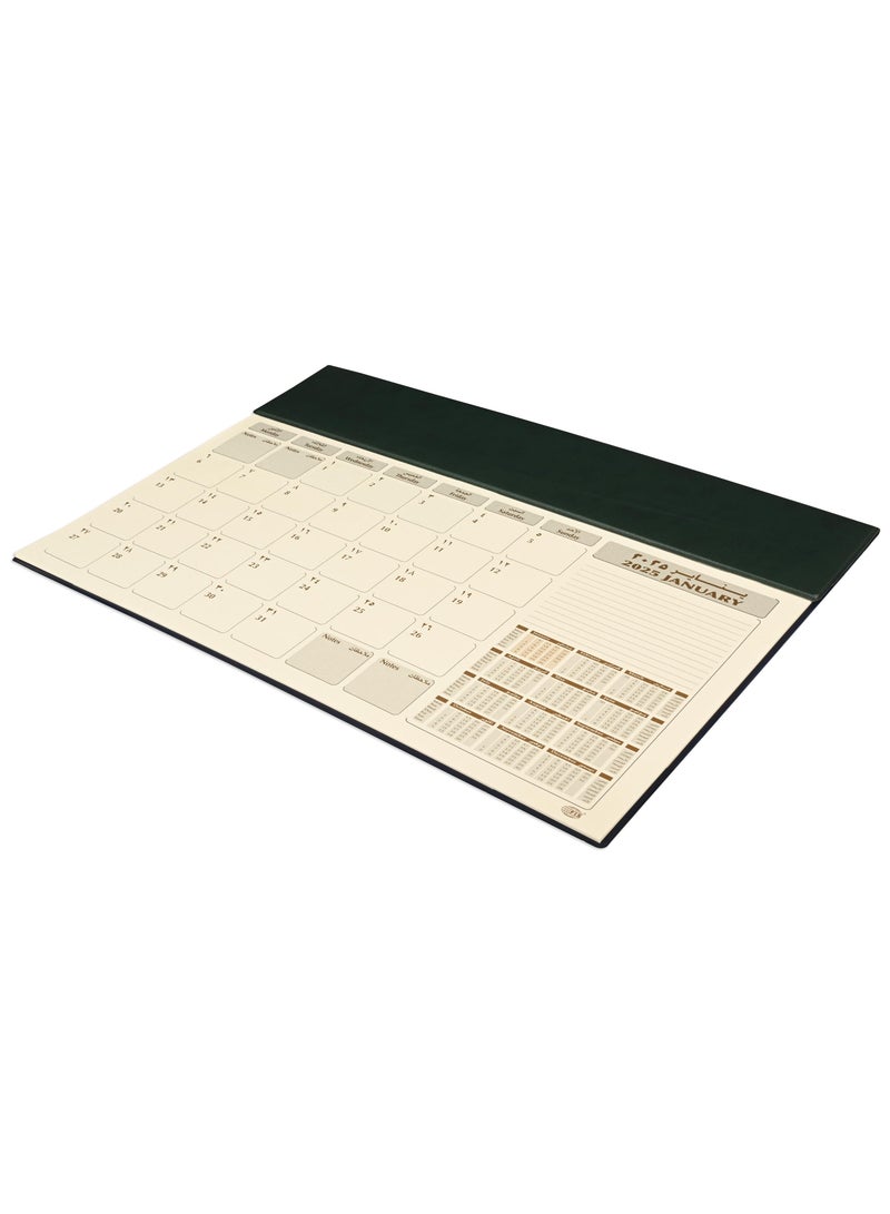 FIS FIS Year Planner 2025 (Arabic/English) with PVC Desk Blotter and Italian PU Flap, Green - FSDKPAE25GR  - Image 1