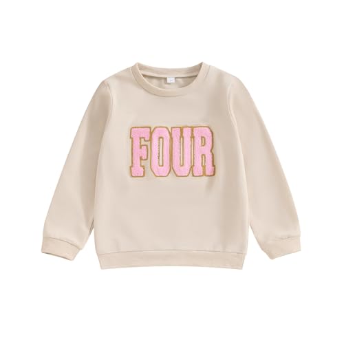 Lamuusaa Toddler Baby Girl Boy Birthday Outfit One/Two/Three/Four/Five/Six Embroidery Sweatshirt Shirts Birthday Gift - Image 1