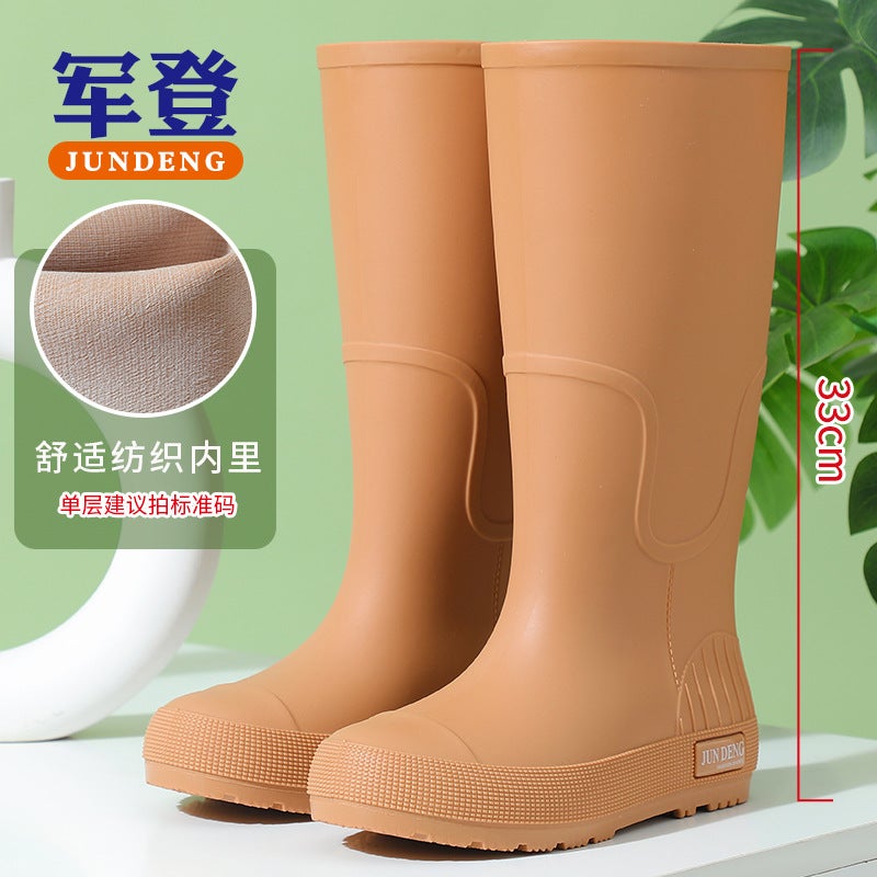 Non-Slip Women'S High Rain Boots Rainy Season Commuting British Work Boots Fashion Rubber Shoes Women'S Water Shoes 33 High Tide Water Boots - Image 1