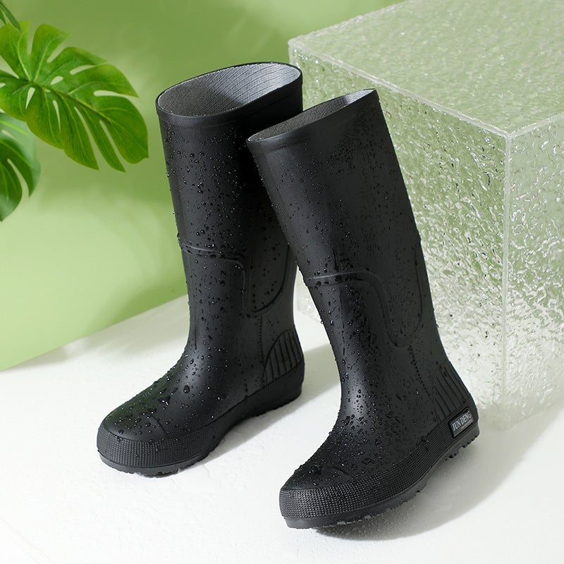 Non-Slip Women'S High Rain Boots Rainy Season Commuting British Work Boots Fashion Rubber Shoes Women'S Water Shoes 33 High Tide Water Boots - Image 4