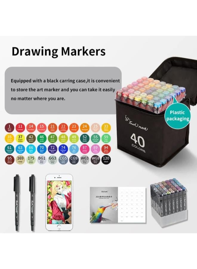 Touch 48 Colors Drawing Markers,Marker Pens for Adult/Kids Coloring Books, Professional Permanent Art Markers - Image 3