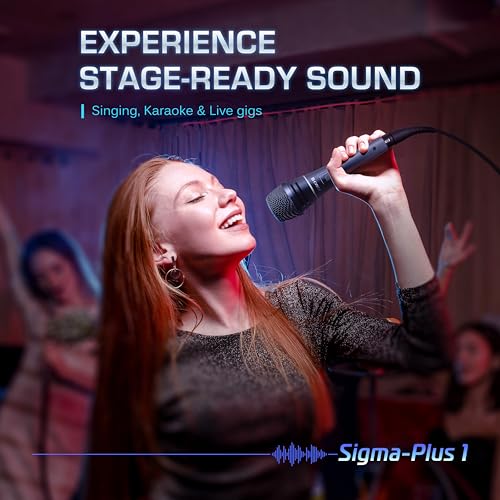 CAROL Sigma-plus1 XLR Wired Vocal Microphone – Dynamic Supercardioid Mic with Dual Shock Mount Tech for Recording & Stage Use, Includes Mic Clip, 14.8ft XLR Cable & On/Off Switch - Image 2