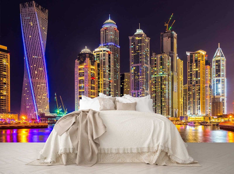 Reyhui Mural Wallpaper Large City Night View Wall Mural for Bedroom Living Room TV Background Sofa Wallï¼ˆNot Peel and Stickï¼‰ - Image 3
