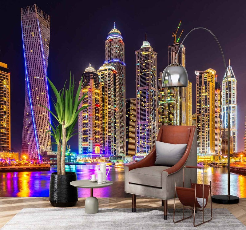 Reyhui Mural Wallpaper Large City Night View Wall Mural for Bedroom Living Room TV Background Sofa Wallï¼ˆNot Peel and Stickï¼‰ - Image 1