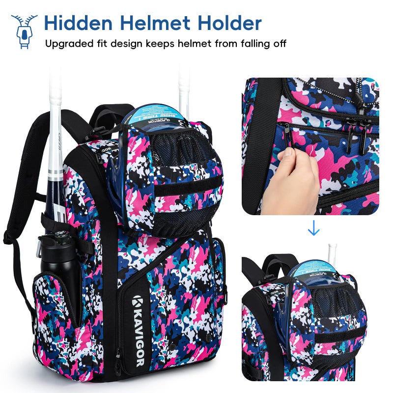 KAVIGOR Baseball Bag for Youth and Adult, Softball Bag 50L Large Capacity Holds 4 Bats, Equipment Backpack with Shoes Compartment - Image 3