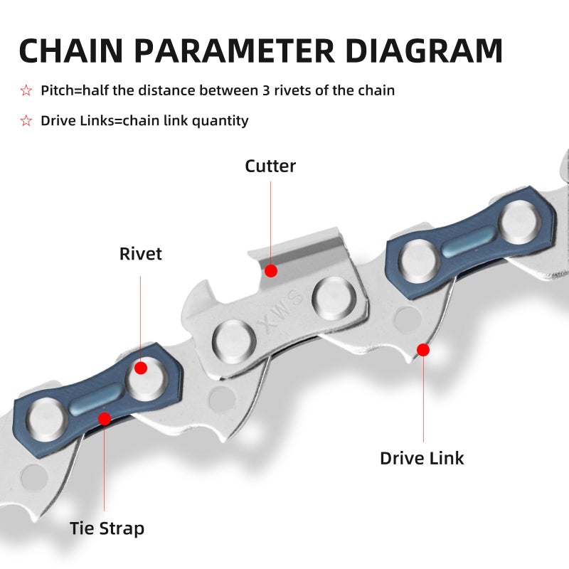 GSSHBR 5 Pack 16 Inch Chainsaw Chain 55 Drive Links .043" Gauge, 3/8" Pitch Replacement Chains Compatible with Stihl MS170, MS171, MS180c - Image 3