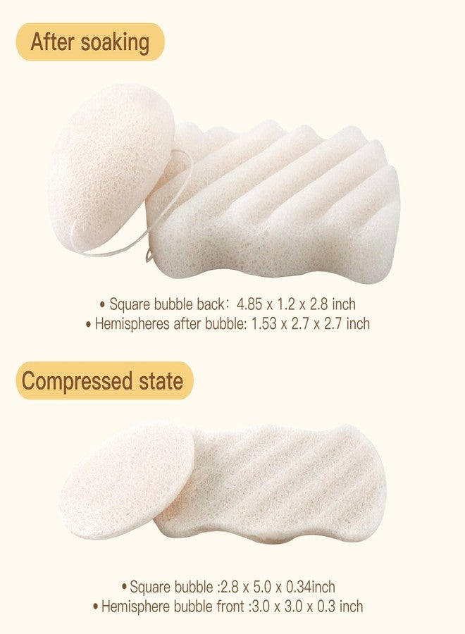 Spunspon Konjac Exfoliating Organic Facial Sponge Set | Gentle Daily Face Scrub/Skincare | Super Soft Body Cleansing Sponge for Shower, Safe for Baby Bathing, Half Ball + Rectangle (4 Pack, White) - Image 2