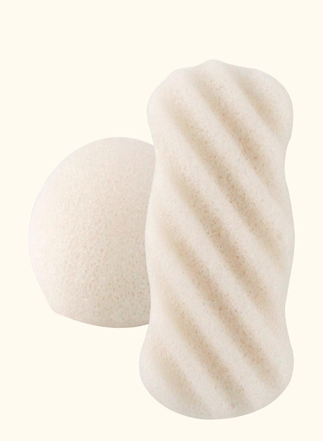 Spunspon Konjac Exfoliating Organic Facial Sponge Set | Gentle Daily Face Scrub/Skincare | Super Soft Body Cleansing Sponge for Shower, Safe for Baby Bathing, Half Ball + Rectangle (4 Pack, White) - Image 5
