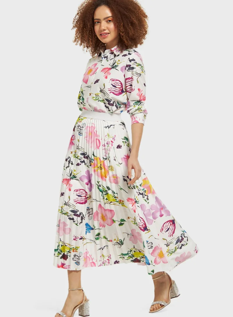 2Xtremz Floral Printed Pleated Skirt