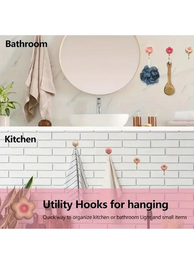 4pcs Love Style Heart Adhesive Wall Hooks For Kitchen Bathroom Organization - Image 4