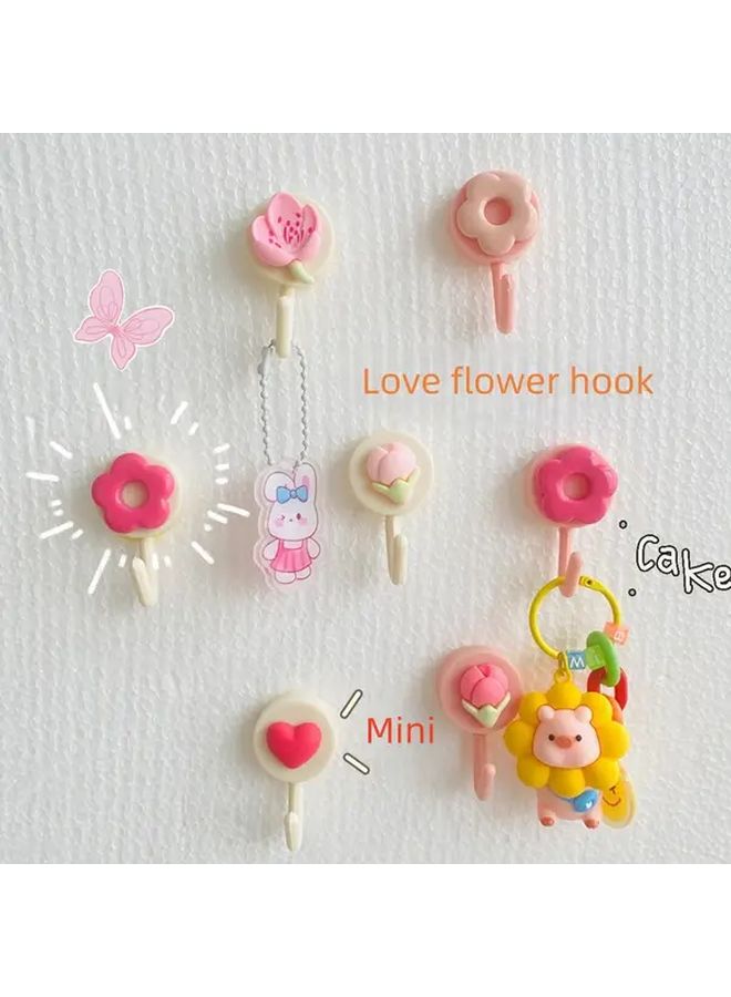 4pcs Love Style Heart Adhesive Wall Hooks For Kitchen Bathroom Organization - Image 1