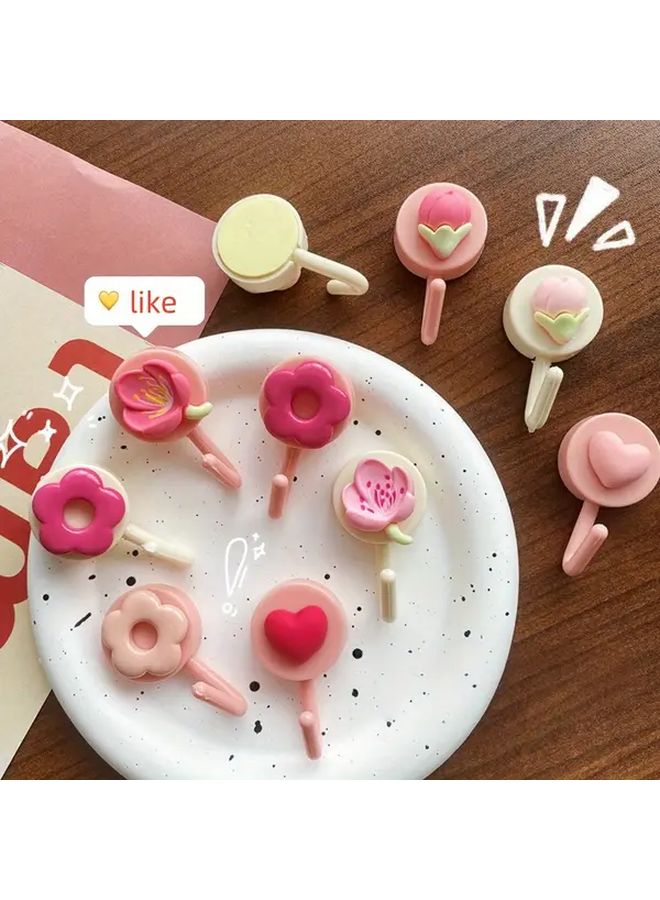 4pcs Love Style Heart Adhesive Wall Hooks For Kitchen Bathroom Organization - Image 2