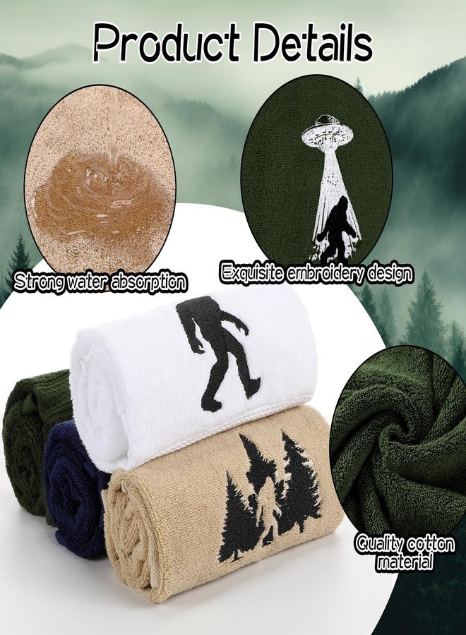 SmoothNovelty مجموعة من 4 مناشف يد من SmoothNovelty بطبعة Big Foot مصنوعة من القطن بنسبة 100%، مناشف حمام ماصة وناعمة لديكور الحمام والمطبخ، مقاس 15.75 × 27.56 بوصة - Image 3