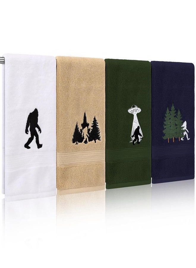 SmoothNovelty مجموعة من 4 مناشف يد من SmoothNovelty بطبعة Big Foot مصنوعة من القطن بنسبة 100%، مناشف حمام ماصة وناعمة لديكور الحمام والمطبخ، مقاس 15.75 × 27.56 بوصة - Image 1