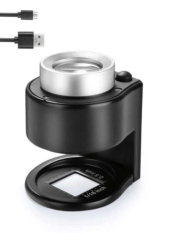 Amoper 30X Coin Magnifier, USB Rechargeable 6 Lights Portable Metal Eye Loupe Sewing Magnifying Glass for Textile Optical Jewelry Tool Coins Currency Stamps (Black) - Image 1