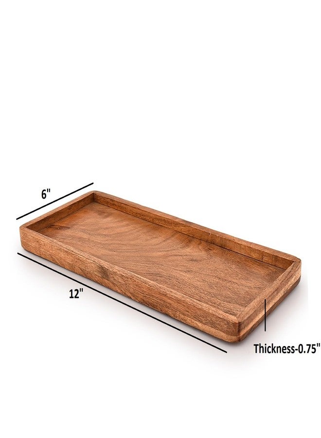 Mahasu Platter Acacia Wood Serving Platters Set of 3 Cake Appetizer Plates Kitchen Charcuterie Platter for Food (Set of 3) (12" X 6" X 0.75") - Image 2