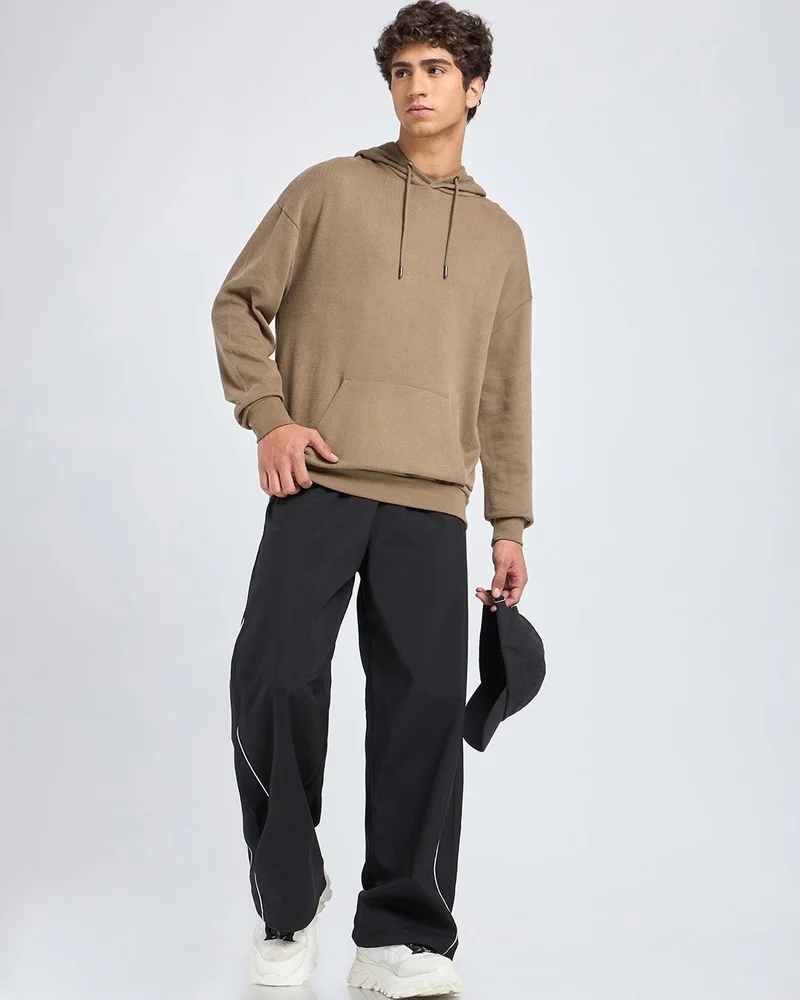 bewakoof  Men's Ginger Root Brown Oversized Hoodies  | Best Price UAE