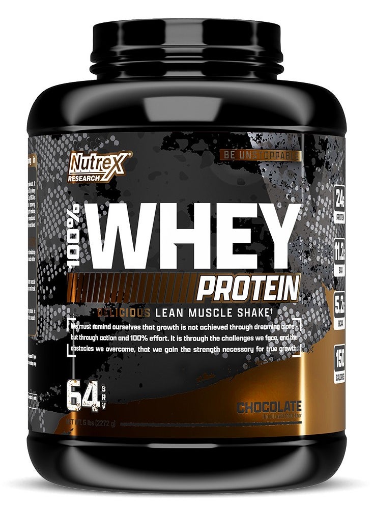 Nutrex Research Whey Protein Powder  100% Whey Protein Supplement Chocolate 64 servings 5 Lbs 2265 g  - Image 1