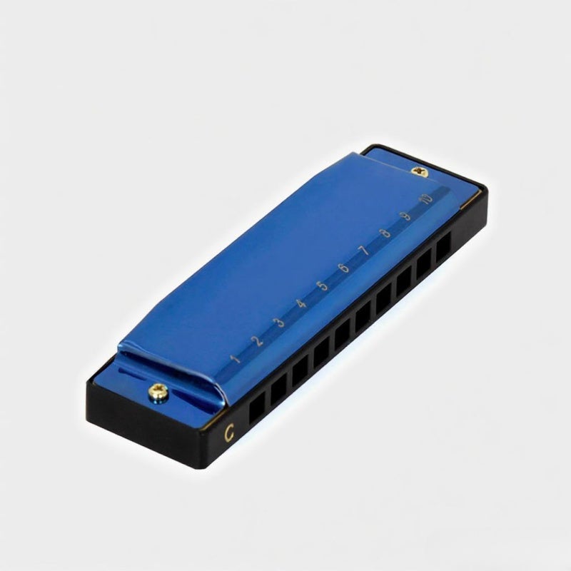 هارمونيكا سي 10 فتحات: بناء نحاسي بسمك 0.9، أشرطة صوتية من الراتين المتينة - نغمة نقية ونقية، لعب مريح لعشاق موسيقى البلوز والفولك والجاز والكنتري والرك، هدية مثالية - Image 1