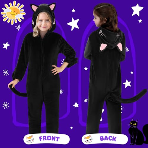 Joycover Cat Costume For Girls Black Cat Costume For Girls Kids Dress Up Onesie Cat Noir Costume Role Play Halloween Costumes For Kids Aged 56 Size S - Image 5