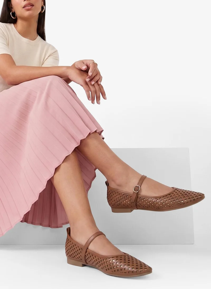 London Rebel Alba Buckle Detail Ballerinas