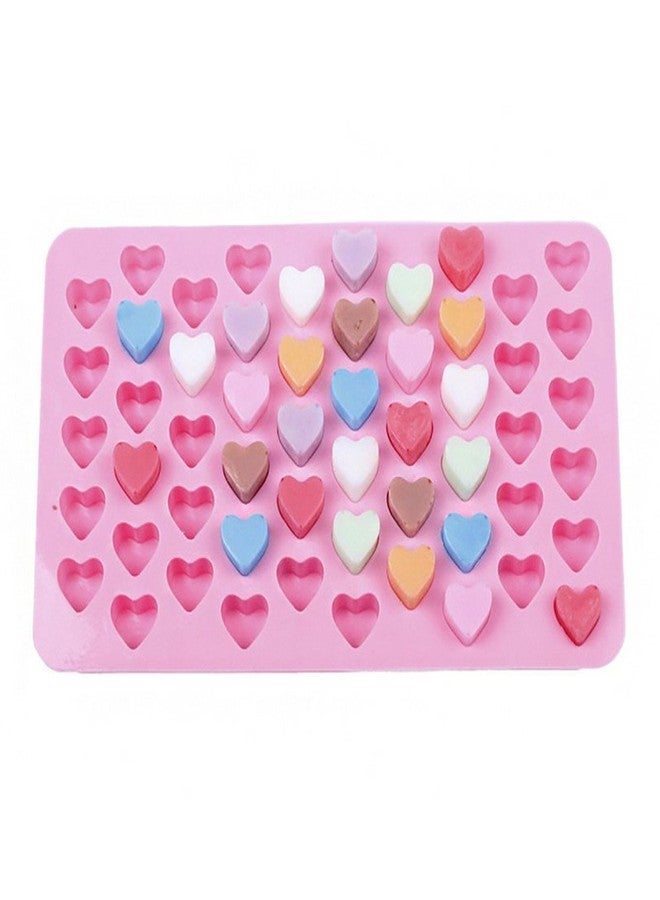 Global+Plus Silicone Mini Heart 55-Cavity Mold for Baking, Heart Shape Ice Cube Candy Chocolate Mold, Valentine Candy Molds for Making Gummy, Candy, Chocolate Mould Tray - Image 1