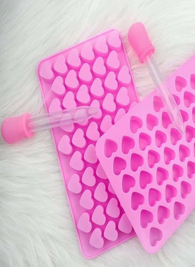 Global+Plus Silicone Mini Heart 55-Cavity Mold for Baking, Heart Shape Ice Cube Candy Chocolate Mold, Valentine Candy Molds for Making Gummy, Candy, Chocolate Mould Tray - Image 4