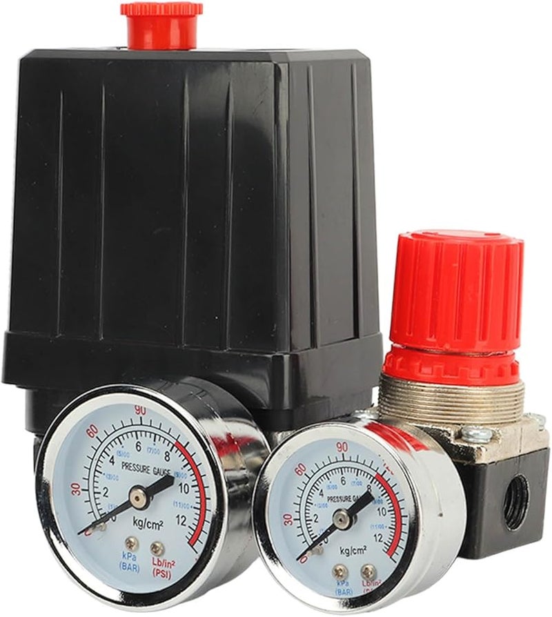 مفتاح ضغط ضاغط الهواء الصناعي 3 في 1 مع مقياس الضغط وصمام التحكم 1 4 بوصة من سبيكة الزنك - Image 3