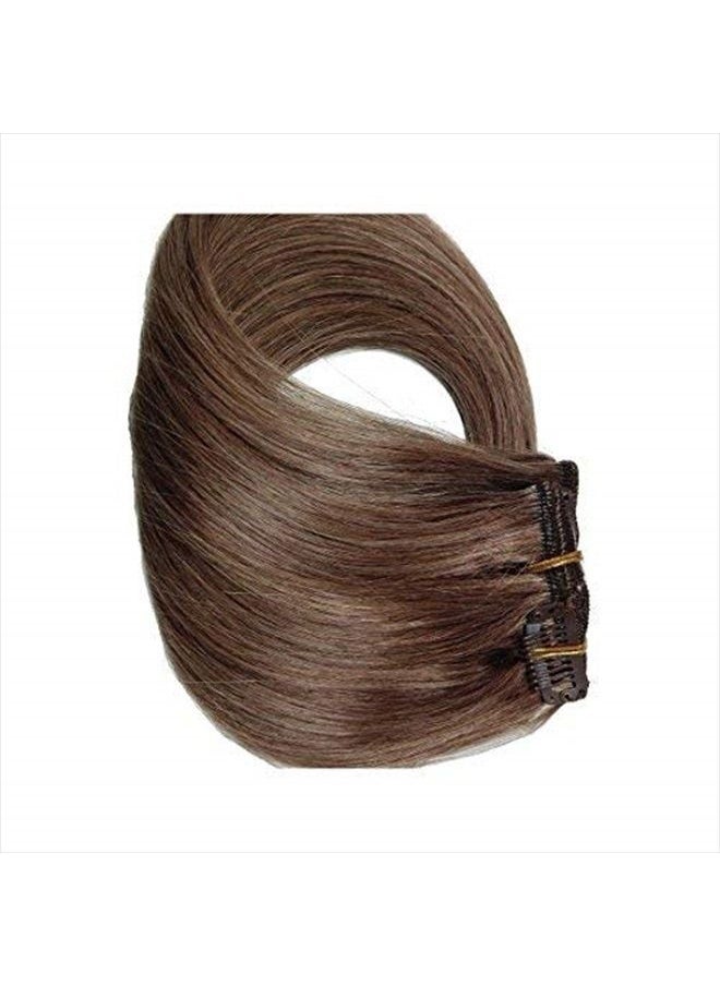 Valiilo - Medium Brown Human Hair Extensions Clip on 70g 7 Pieces Silky Straight Weft Remy Hair - Image 1