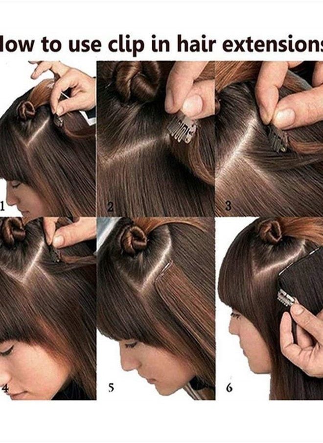 Valiilo - Medium Brown Human Hair Extensions Clip on 70g 7 Pieces Silky Straight Weft Remy Hair - Image 1