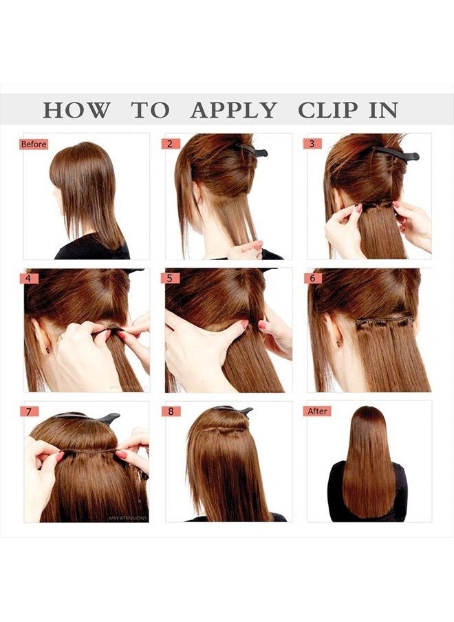 Valiilo - Medium Brown Human Hair Extensions Clip on 70g 7 Pieces Silky Straight Weft Remy Hair - Image 1
