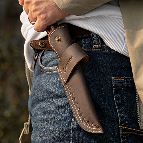 Gentlestache Horizontal Knife Sheath for 5 inch blade, Compact Draw, Dark Brown - Image 2