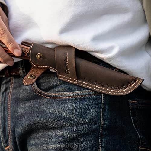 Gentlestache Horizontal Knife Sheath for 5 inch blade, Compact Draw, Dark Brown - Image 3