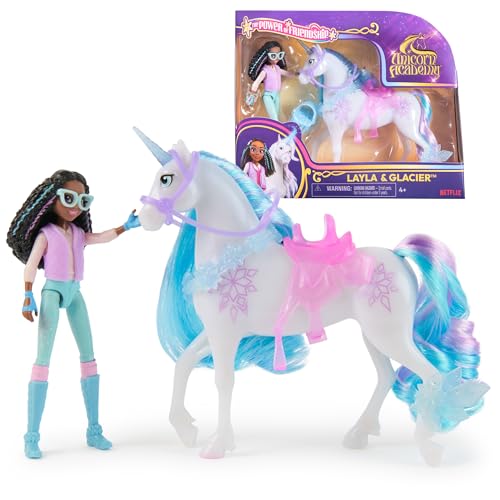 Unicorn Academy Layla Glacier Power of Friendship Set Easter Gifts Idea Dolls Unicorn Toys Includes Translucent Saddle 2 Power Accessories - Image 1