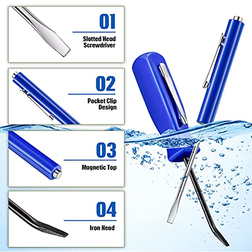 Zhehao 4 Pieces Pocket Screwdriver with Magnet Mini Slotted Head Magnetic Pocket Screwdriver with Mini Pry Bar Set Clips for Home Office Car Repair Tools Mechanics Electricians Technicians - Image 3