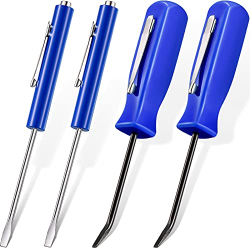 Zhehao 4 Pieces Pocket Screwdriver with Magnet Mini Slotted Head Magnetic Pocket Screwdriver with Mini Pry Bar Set Clips for Home Office Car Repair Tools Mechanics Electricians Technicians - Image 1