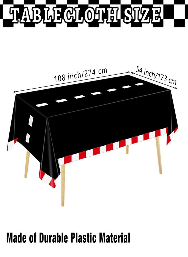 Oigco 4 Pack Racing Car Tablecloth - Race Car Birthday Party Decorations Racetrack Rectangular Tablecloth - Checkered Table Cover for Two Fast Birthday Decor, 54 x 108 Inch - Image 3