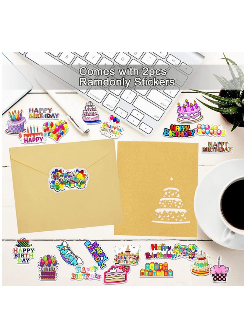 Generic 1PCS Music Birthday Card 3D Pop Up Musical Greeting Card for Kids Baby Shown Gold LED Colourful Light Happy Birthday Cake Changeable Colors Warming Gift for Friends Party Postcards  - Image 4