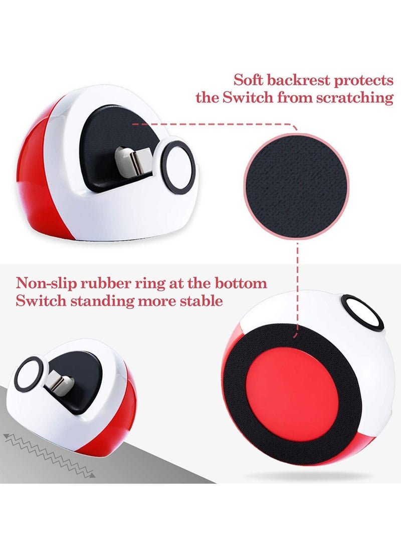Charging Stand Compatible With Switch And Switch Lite/Switch OLED, Type-C Port Charge Dock Station No Projection, Mini Compact Portable White & Red - Image 2