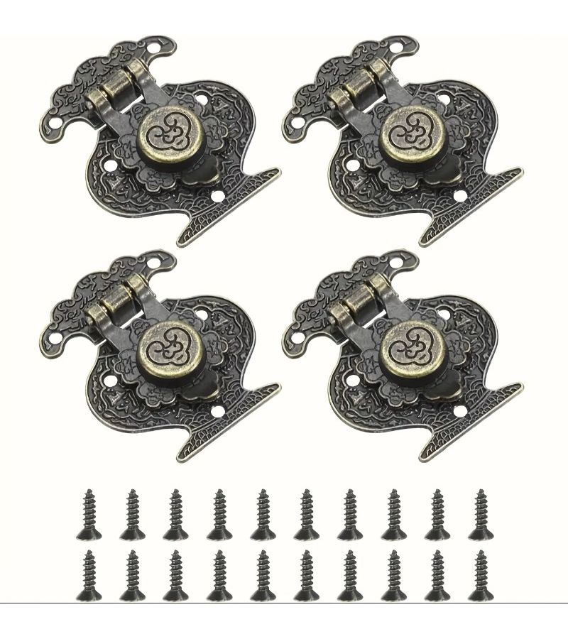 Vintage Bronze Suitcase Locks with Screws 6pcs for Jewelry Boxes Wooden Chests - Image 2