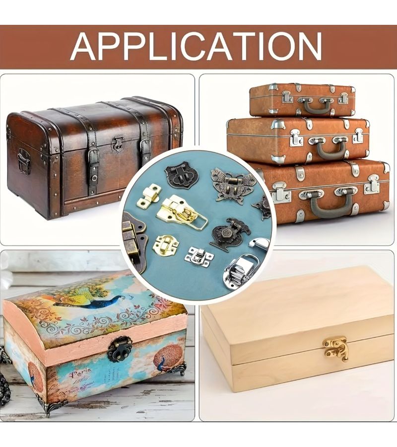 Vintage Bronze Suitcase Locks with Screws 6pcs for Jewelry Boxes Wooden Chests - Image 5