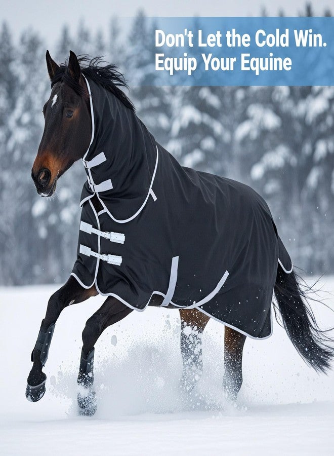 Yeyeplum Turnout Horse Blankets Winter for Real Horses Waterproof Breathable Snow Proof Heavy Blankets 200g Fill Sheet Tear & Rip Resistant Outer Layer Adjustable Straps (75 Size) - Image 5