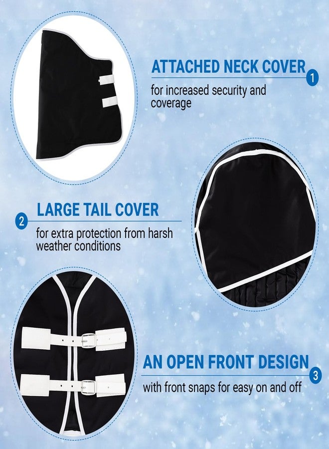 Yeyeplum Turnout Horse Blankets Winter for Real Horses Waterproof Breathable Snow Proof Heavy Blankets 200g Fill Sheet Tear & Rip Resistant Outer Layer Adjustable Straps (75 Size) - Image 2